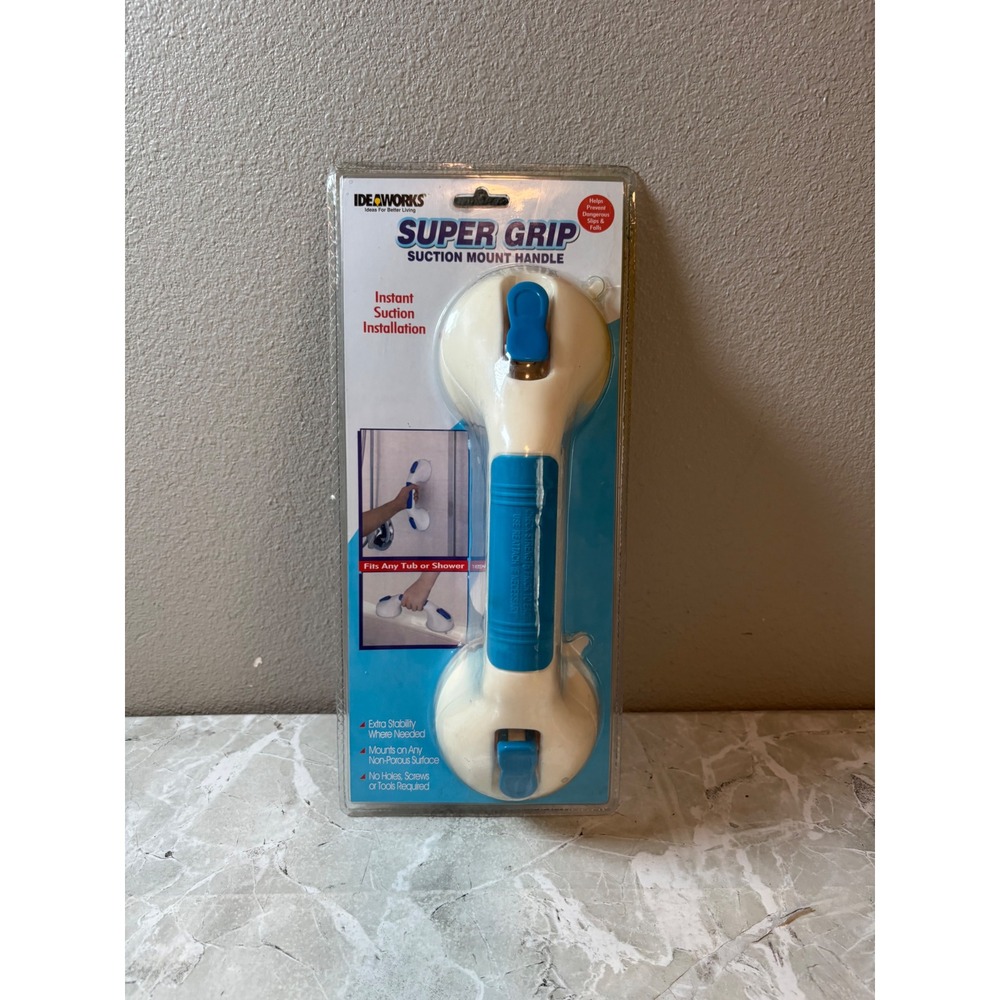 IdeaWorks‎ Super Grip Suction Mount Handle Bathroom Shower Safety Grab Bar White